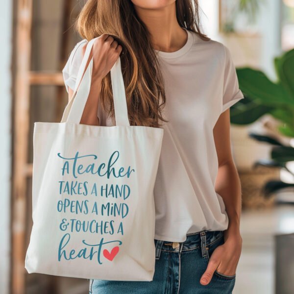 Tote bag - A Teacher Touches a Heart