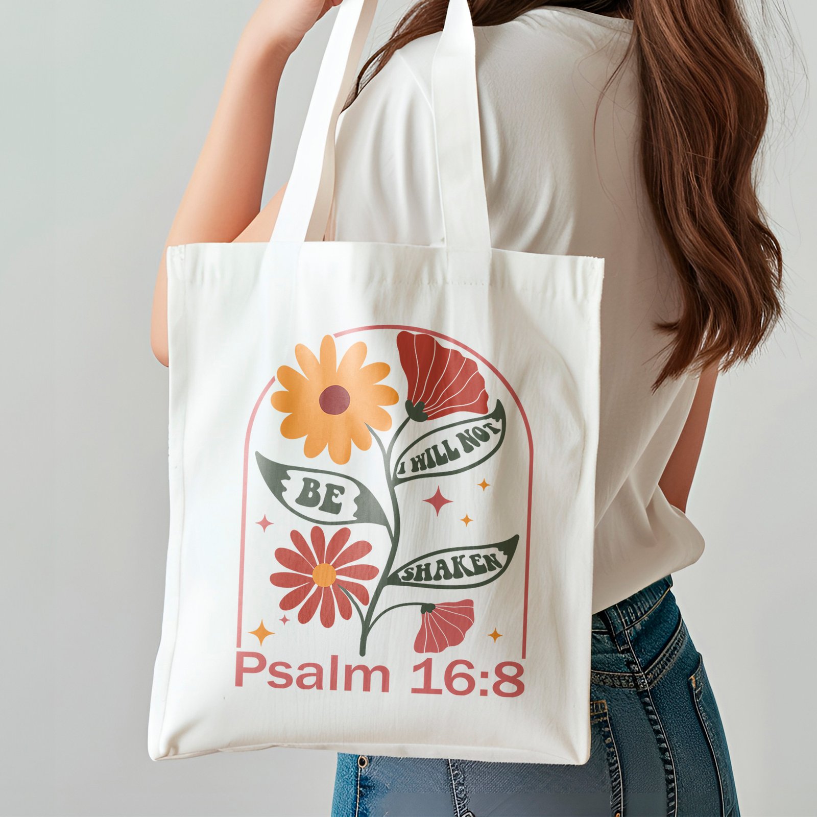 Sac fourre-tout à design religieux Chrétien – I will not be shaken