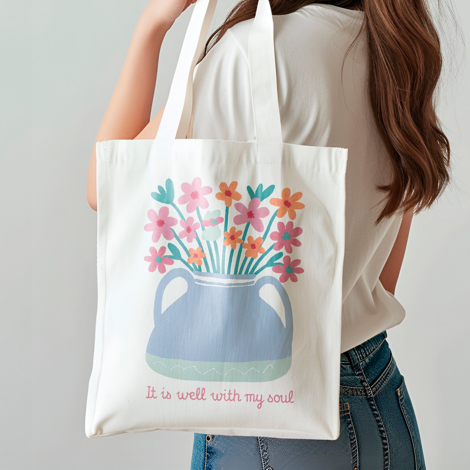 Sac fourre-tout à design religieux Chrétien – It is well with my soul