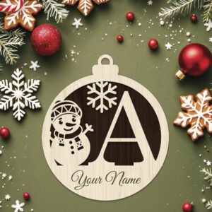 Laser engraved personalized Christmas ornaments Alphabet